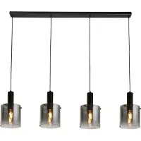 Searchlight Zeitgenössischer Kronleuchter Schweden Stahl Schwarz Glas 4 Lichter E27