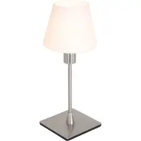 Steinhauer Tischleuchte Ancilla 1-flammig Stahl gebürstet / Glas matt 12x12cm