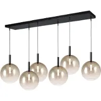 Masterlight Lido LED-Pendelleuchte 6-flammig-Glas Gold-Schwarz matt-6x Glas groß
