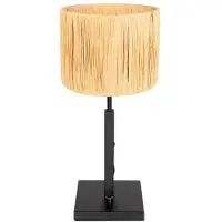 Steinhauer Tischleuchte Stang 1-flammig Schwarz Matt/ Holz 20x20cm
