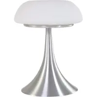 Steinhauer - Moderne runde Tischleuchte I Tischlampe I Lampe I Leuchte Stahl I Silber I nickel matt mit Glas - Gareth I Wohnzimmer I Schlafzimmer - Metall Rund - LED geeignet E14