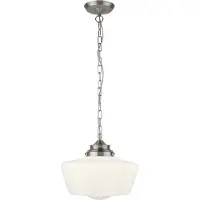 Searchlight Hängelampe School House Ø 30 cm Matt silber mit weiß