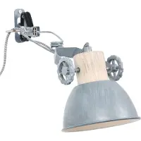 Steinhauer Klemmleuchte und Wandleuchte Gearwood 2752GR Grau, E27-Fassung – Holz und Metall, trendiges Design, dreh- und neigbar, für den Innenbereich geeignet –