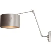 Steinhauer Wandleselampe Prestige Chic Edelstahl mit 30 cm taupefarbenem Samtschirm