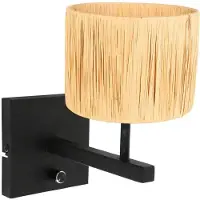 Steinhauer Wandleuchte Stang 1-flammig Schwarz Matt/ Holz 25x20cm