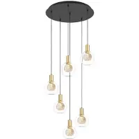 Stars of Light Terque LED-Hängelampe messing Ø 54cm 6-flg. - , Terqu, dimmbar, Gold / Messing, für Wohnzimmer, Glas, Modern