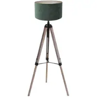 Steinhauer Mexlite - stehlampe - Triek - schwarz - holz veloursstoff - Ø 75cm - E27 - 4104ZW