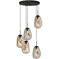 Masterlight Pendelleuchte Lava 5-flammig Glas Gold 60x60cm