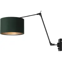 Steinhauer Wandleuchte Prestige Chic 1-flammig Matt Schwarz / Velours Grün 80x30cm