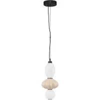 Nova Luce LED Pendelleuchte Oneta dimmbar 18W warmweiss 3000K Beige Schwarz Opal Glas Metall Ø20cm 9009156