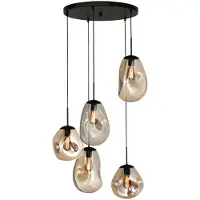 Masterlight Pendelleuchte Lava 5-flammig Glas Gold 60x60cm