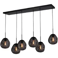 Masterlight Pendelleuchte Lava 6-flammig Glas Grau 130x35cm