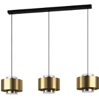 Stars of Light Dugla Hängeleuchte goldfarben 128 cm 3-flg. - , Dugla, dimmbar, Gold / Messing, für Wohnzimmer, Glas, Modern