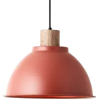 Brilliant dekorative Pendelleuchte Erena in rot| mit geeignetem Leuchtmittel dimmbar | Ø38cm | Höhe 120cm | 1x E27 max. 60 Watt | Metall/Holz