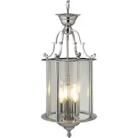 Searchlight Glas Hängelampe Bevelled Lantern, dimmbar, chrom / silber, für Wohn- / Esszimmer, Metall, Pendelleuchte