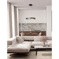 Nova Luce LED Pendelleuchte Dobi dimmbar 32W Schwarz Gold Aluminium Ø60cm 9030642