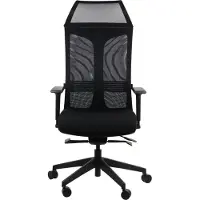 Stema Drehbarer ergonomischer Bürostuhl RYDER, verstellbare Armlehnen, Kopfstütze, verschiebbarer Sitz (vorne-hinten), Schwarz