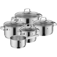 WMF Topf-Set "Belmonte, mit Glasdeckeln" Set, 9 Stk. tlg. Cromargan Edelstahl Rostfrei 18/10