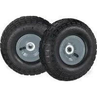 Relaxdays 2x Sackkarrenrad 4.1/3.5-4, luftbereifte Ersatzräder f. Bollerwagen, 16mm Achse, 136kg, 260x85mm, schwarz-grau