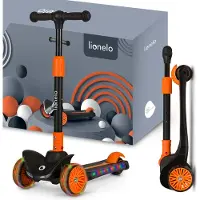 Lionelo Dreiradscooter Timmy, Hohe Tragkraft: 50 kg, LED-Rad- und Rahmenbeleuchtung - Schwarz-Orange