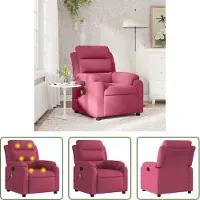The Living Store Massagesessel Weinrot Samt