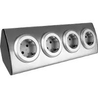 ORNO Sichtbare Schuko-Steckdose, , Edelstahl, 4 Steckdosen, Silber