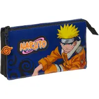 Big Buy Cooking Dreifaches Mehrzweck-Etui Naruto Ninja Blau Schwarz 22 x 12 x 3 cm
