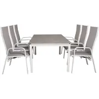 Ebuy24 Levels Gartenset Tisch 100x160/240cm und 6 Stühle Copacabana weiß, grau.