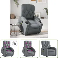 The Living Store Massagesessel mit Aufstehhilfe Grau Kunstleder