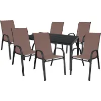 Mojawo Gartengarnitur Sitzgarnitur 7-teilig L150xB90cm Aluminium / Nonwood