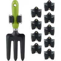 Relaxdays Gerätehalter 10er Set, Gummi-Rollen zum Klemmen, Universal Besenhalter für Wand, Garten, Eisen, grau/schwarz