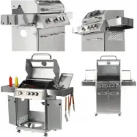 YATO Gasgrill 11,5kW,3+1 Brenner, Edelstahl 122x57x114cm, Sichtfenster