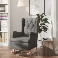 Prolenta Maison Exclusive - Schaukelsessel mit Kautschukholz-Beinen Dunkelgrau Stoff