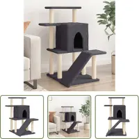 The Living Store Kratzbaum mit Sisal-Kratzsäulen Dunkelgrau 97 cm