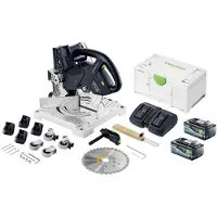 Festool SYMC 70 EB-Basic SYMMETRIC Akku Leistensäge 36 V ( 2 x 18 V ) 216 mm + 2x Akku 8,0 Ah + Doppelladegerät + Systainer