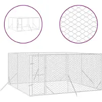vidaXL Outdoor-Hundezwinger Silbern 4x4x2 m Verzinkter Stahl