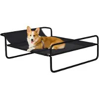 PawHut Hundeliege Outdoor, Erhöhtes Hundebett mit atmungsaktivem Mesh-Bezug, Haustierbett für kleine und mittelgroße Hunde Schwarz 91 x 69 x 29 cm