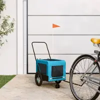 vidaXL Möbel Fahrradanhänger Hunde Blau und Schwarz Oxford-Gewebe & Eisen - Fahrradanhänger &20819