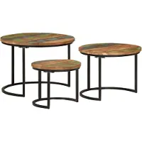 vidaXL Satztische 3 Stk. Recyceltes Massivholz