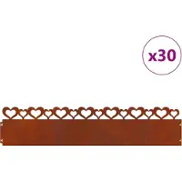 vidaXL Rasenkanten 30 Stk. 103 x 0,05 x 22 cm Wetterfeststahl Rostig