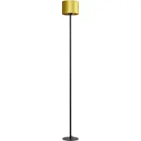 Masterlight Schwarze Stehlampe Venus 175cm mit ockergelbem Lampenschirm