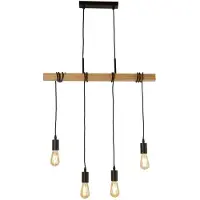 Searchlight Hängelampe mit 4 Leuchten Woody mit Holz