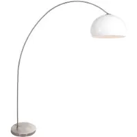 Steinhauer Bogenlampe Solva Metall mit weißem Kuppelschirm