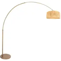 Steinhauer Bogenlampe Sparkled Light Bronze mit strohfarbenem Schirm