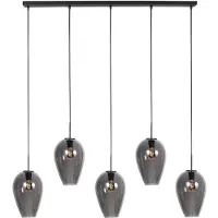 Steinhauer Pendelleuchte HaloSwap schwarz mit Rauchglas