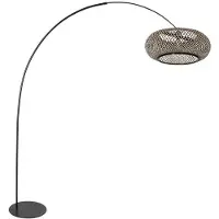 Steinhauer Stehlampe Curve schwarz mit Rattanschirm Ø 60cm