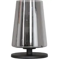 Steinhauer Tischleuchte Ancilla 1-flammig Mattschwarz mit dunklem Glas 14,5x14,5cm