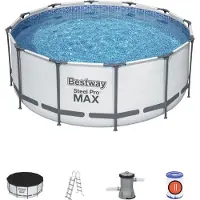 Bestway 56420 Steel Pro Max Swimmingpool Filterpumpe Leiter Cover Rund 366x122cm