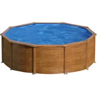 Gre Runder Stahlwandpool mit Holzoptik KIT460W – Ø 460 x 120 cm, Komplettset