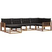 vidaXL Outdoor-Sofagarnitur 6 stk. Natürlich und Schwarz